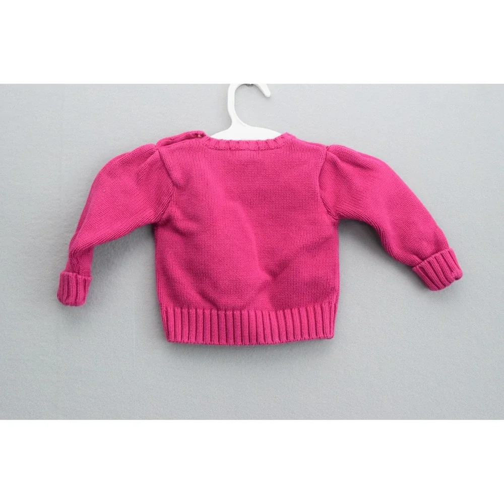 Ralph Lauren Sweater 12M Pink American Flag Knit Baby Girls Preppy